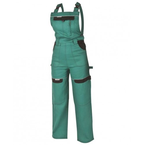 Dámske montérkové nohavice s náprsenkou ARDON COOL TREND, zeleno-čierne